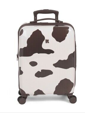 It Metalik Hardside Suitcase 30"   Luggage in White and Brown Cow Hide FIRM